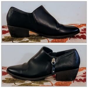 Dr Scholl's Black Leather Comfort Work Shoes Zip Low Heel Teacher Support Size 8